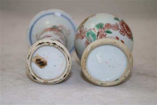 Six Chinese export miniature porcelain vases, 18th century, 8.5cm - 13cm